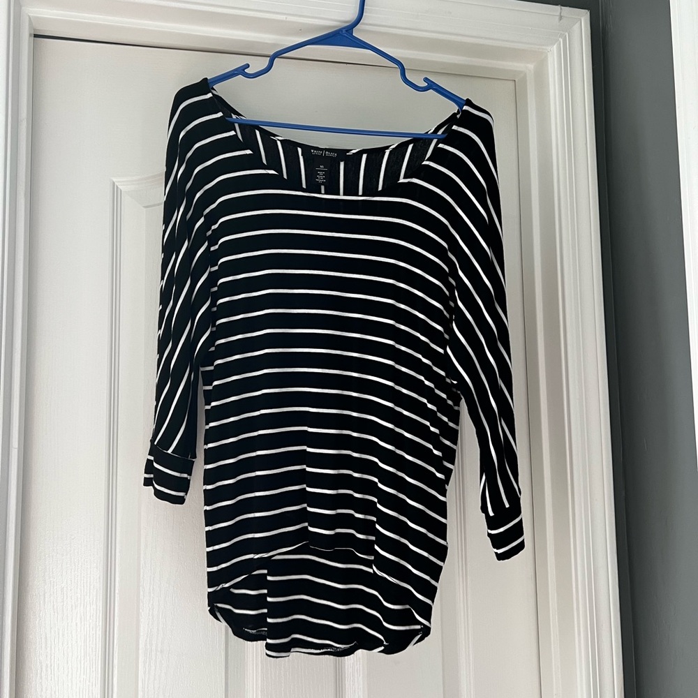 White House Black Market- Black & White Striped Top